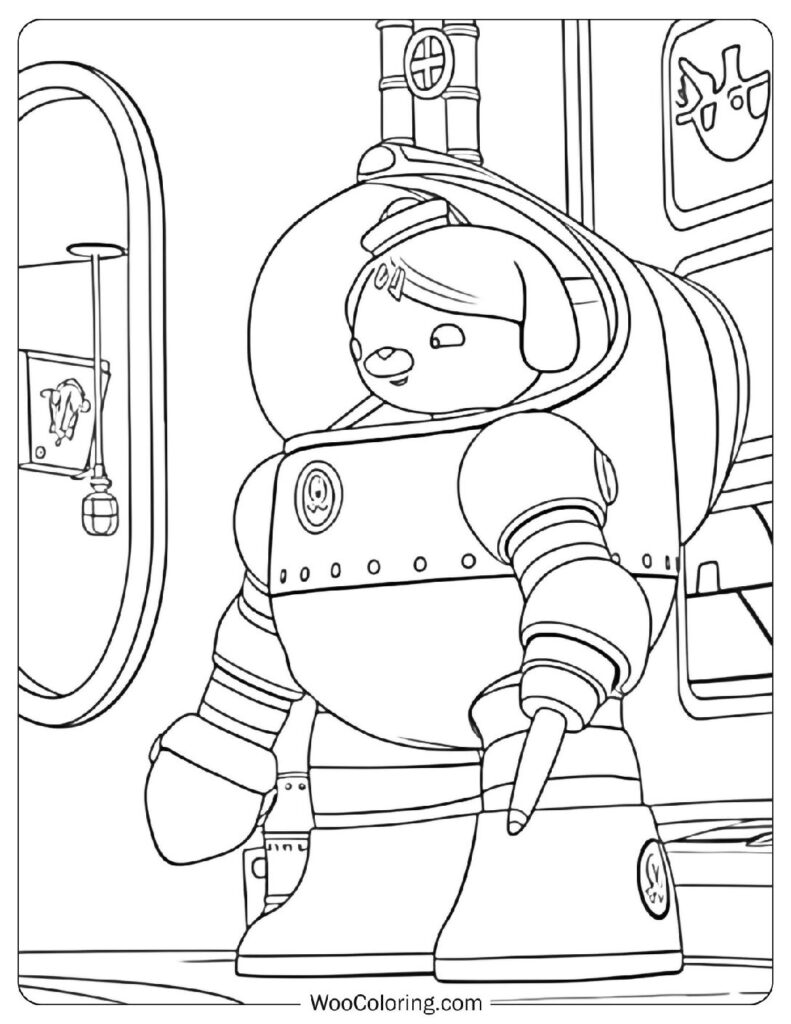 Dashi from Octonauts in a High-Tech Diving Suit Exploring the Ocean Depths Coloring Page