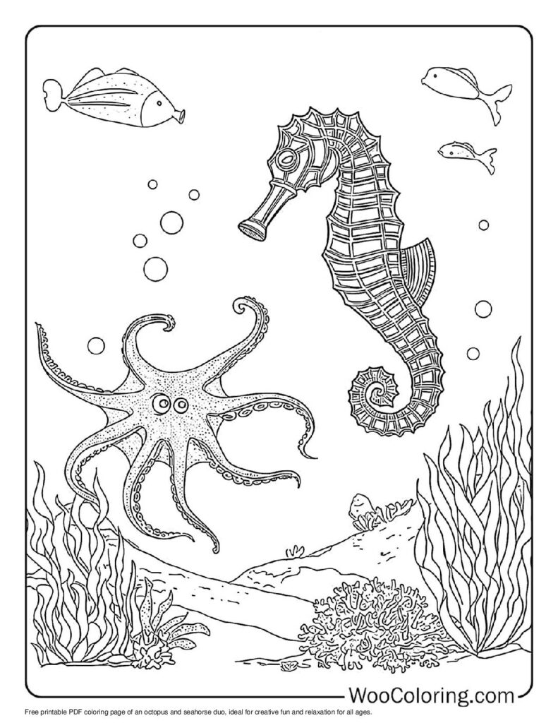 100  Seahorse coloring pages  Free PDF To Print  - 56