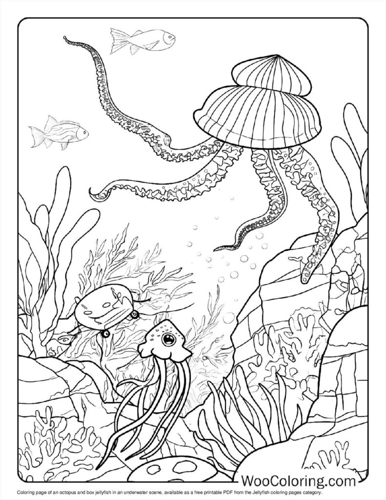 100  Jellyfish coloring pages  Free PDF To Print  - 9