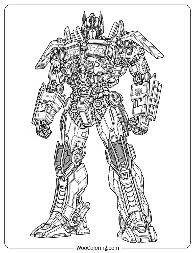 Optimus Prime Transformer Robot Hero Coloring Page