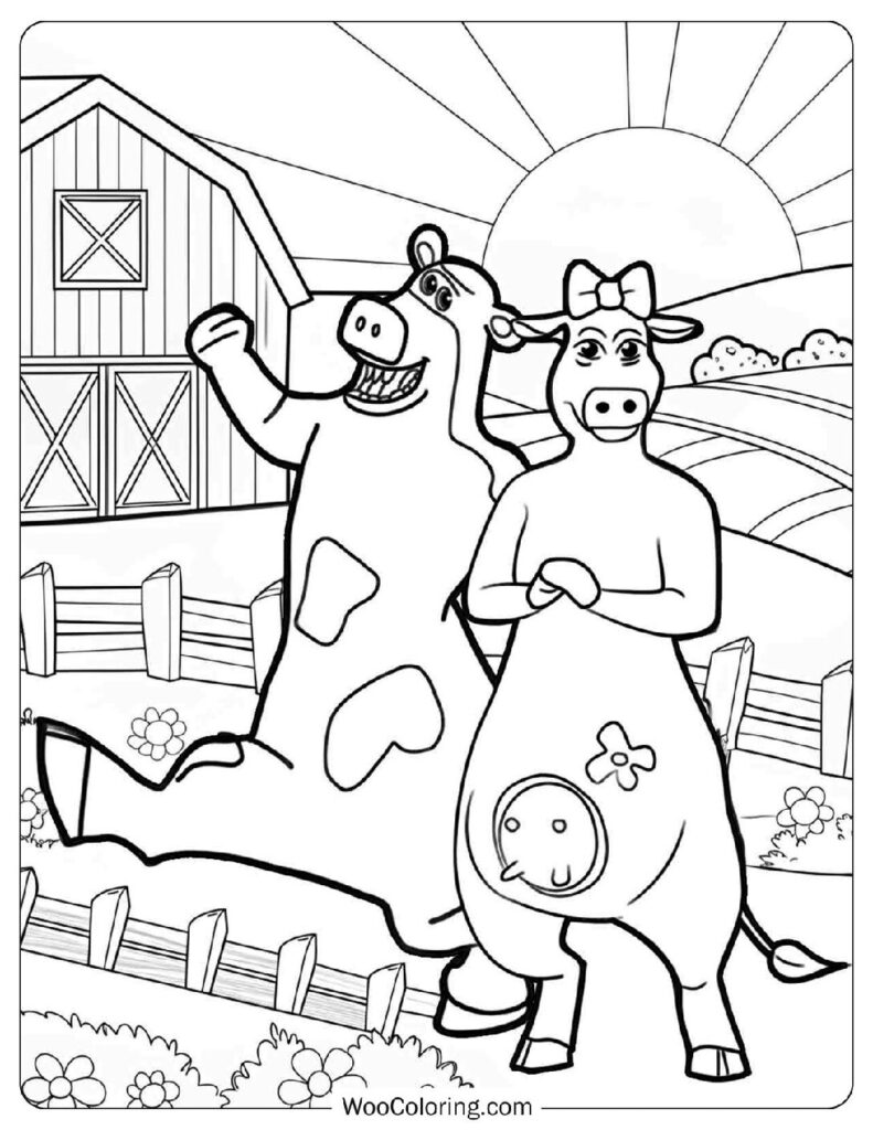 Otis And Daisy From Barnyard – Cow Coloring Page