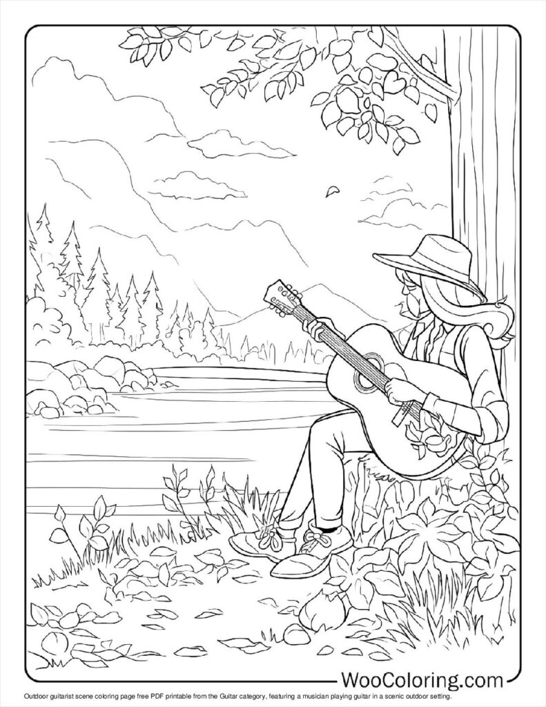 100  Guitar coloring pages  Free PDF To Print  - 67