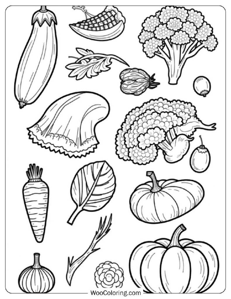 28 Vegetable Coloring Pages (Free PDF To Print) | Woo Coloring, image size:791x1024