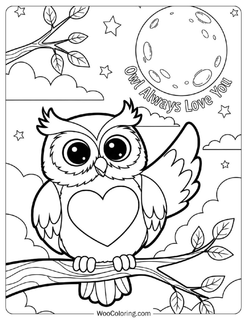 Owl Always Love You Night Scene with Moon