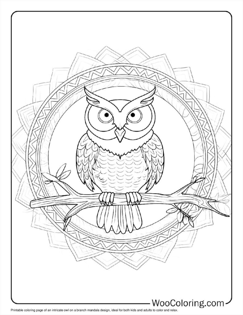 Owl on Branch Mandala