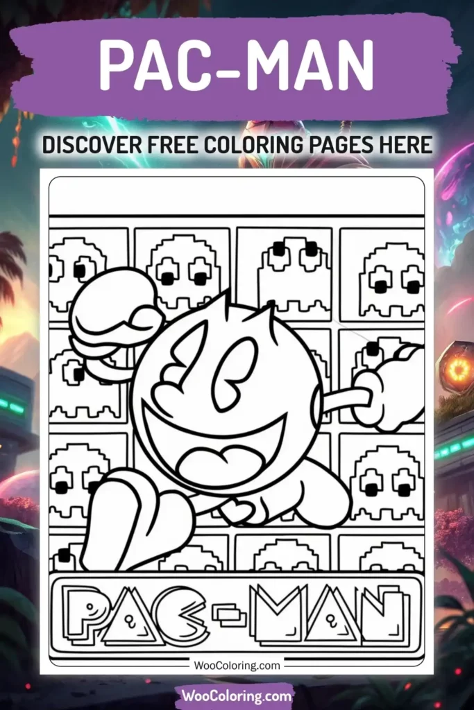 Pac-Man coloring pages designs from video game