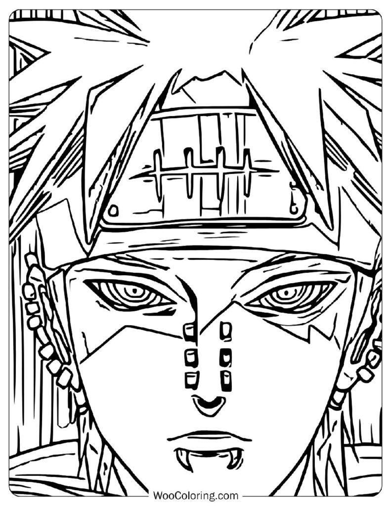 Pain – The Ruler of the Six Paths and Leader of the Akatsuki from Naruto Shippuden Coloring Page For Kids