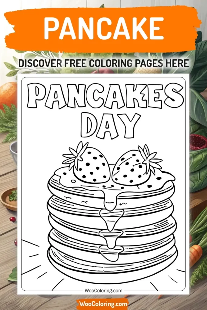 Pancake coloring pages designs with food