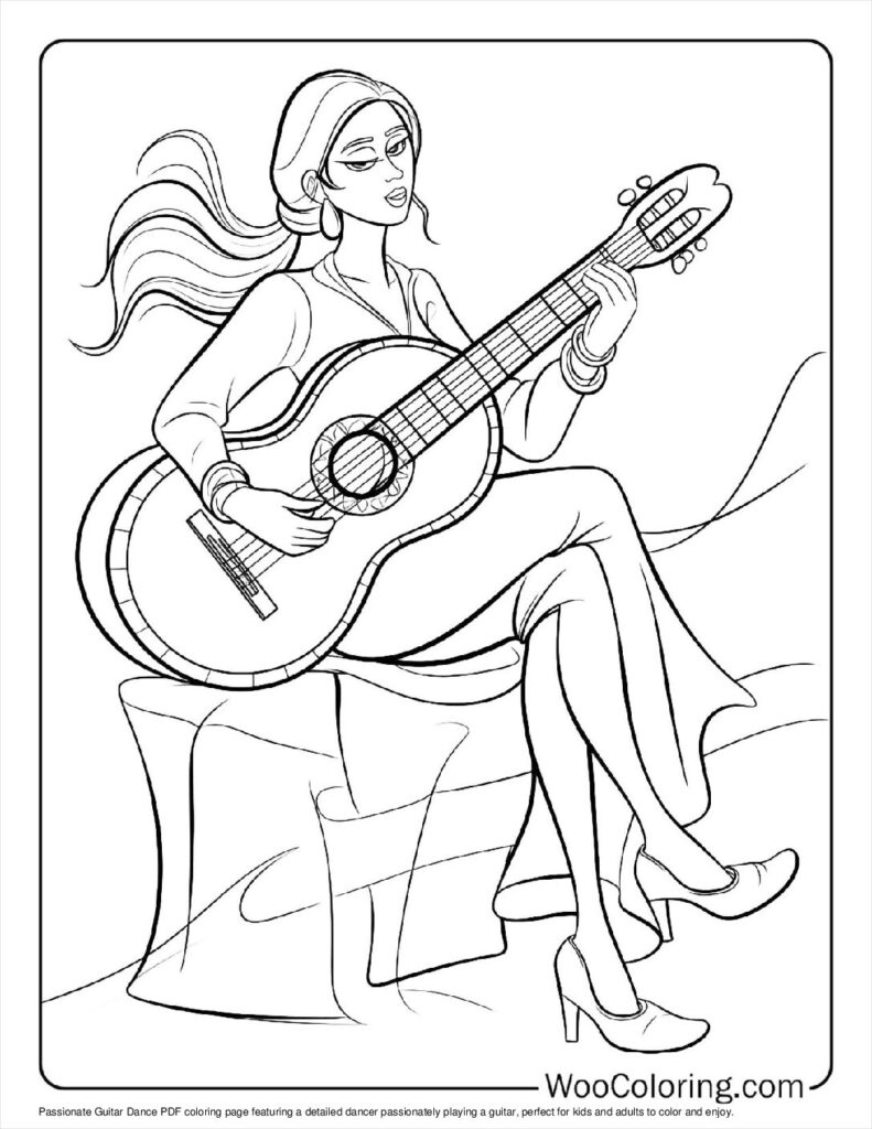 100  Guitar coloring pages  Free PDF To Print  - 2