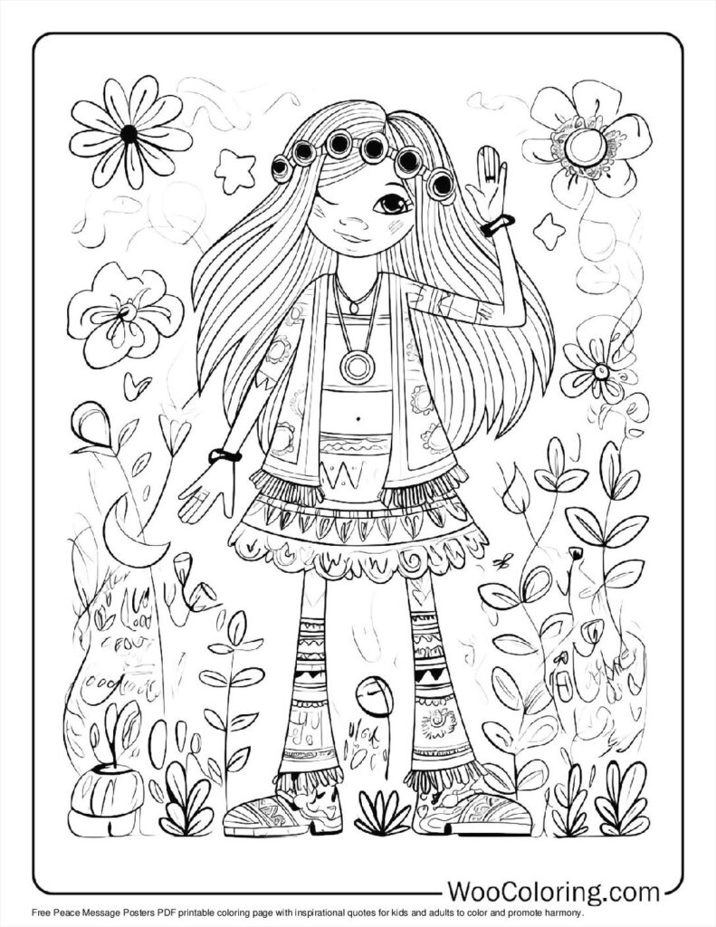 100  Hippie coloring pages  Free PDF To Print  - 33