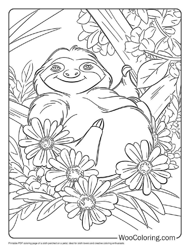 100  Sloth coloring pages  Free PDF To Print  - 12