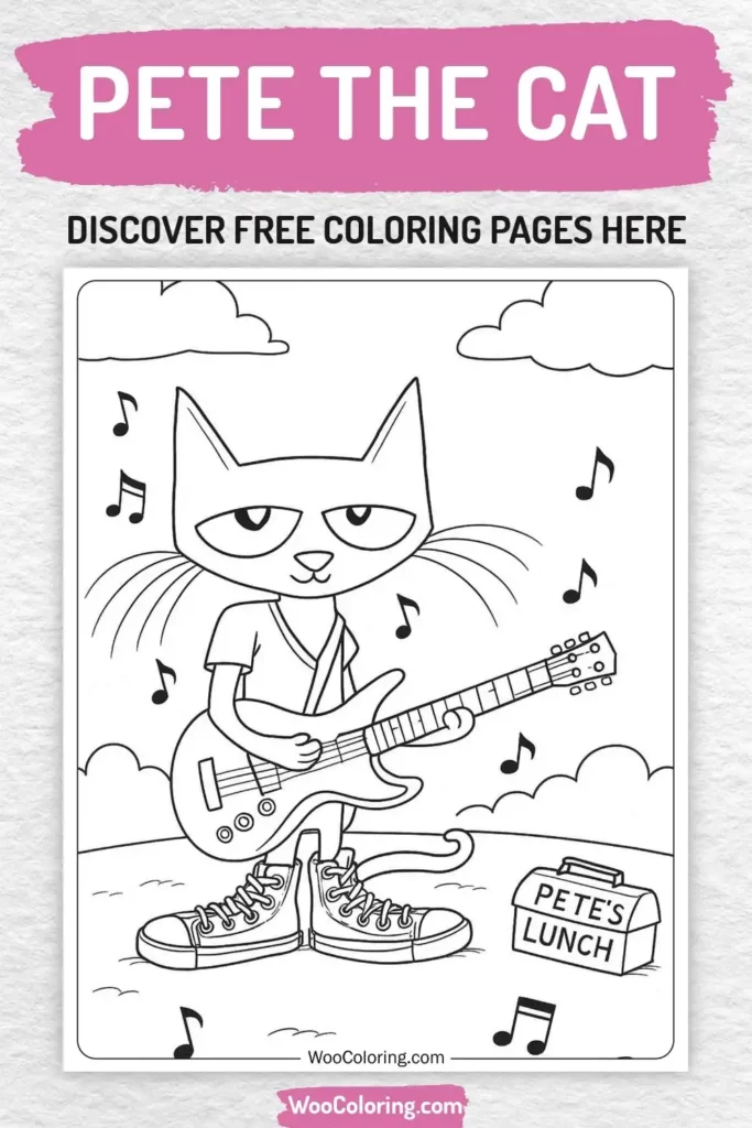 Pete The Cat coloring pages designs for girls