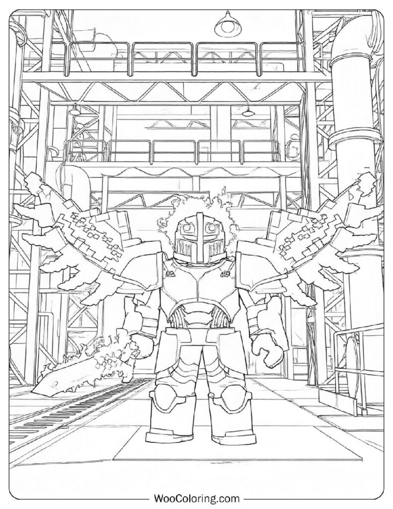 Phoenix Roblox Character Fierce Warrior with Fiery Power from Arsenal Coloring Picture