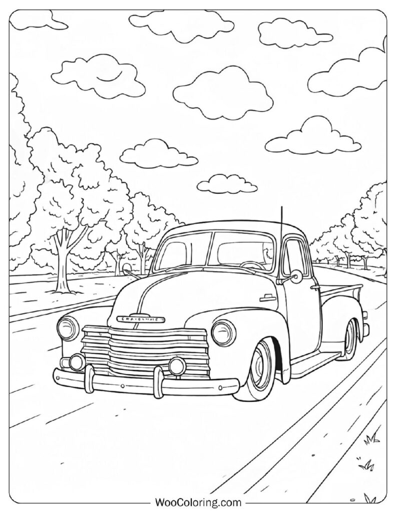 Pickup Truck Lowrider Coloring Page for Kids
