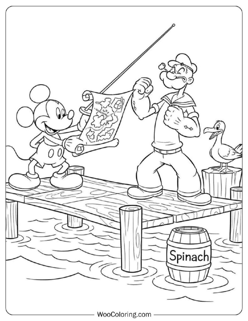 Pier Duel With Mickey Mouse Vs Popeye