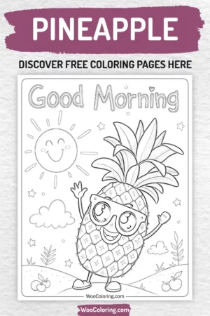 Pineapple coloring pages designs for kids