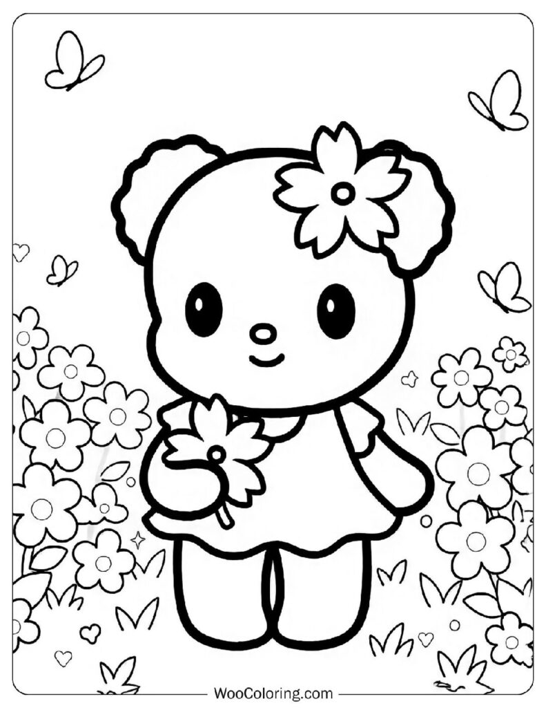 Pinki Lili sweet Sanrio bear with a cherry blossom charm