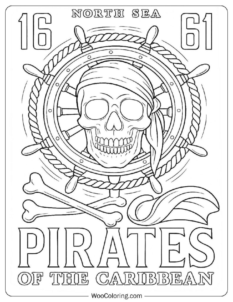 Pirates Of The Caribbean Skull And Crossbones Picture To Color