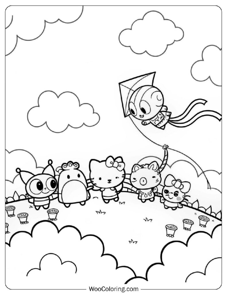 Playful Hello Kitty Sanrio In A Field For Kids