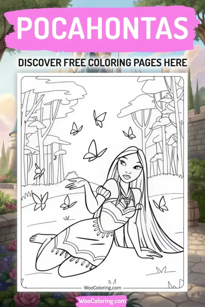 Pocahontas coloring pages designs with princess