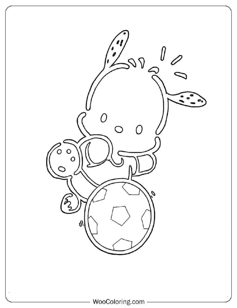 Pochacco sporty Sanrio beagle chasing a soccer ball with friends