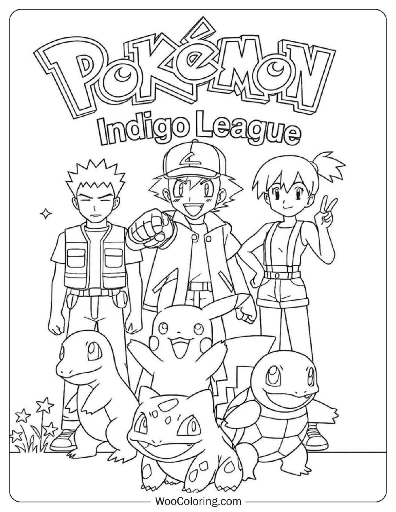 Pokémon Indigo League Coloring Page for Preschoolers
