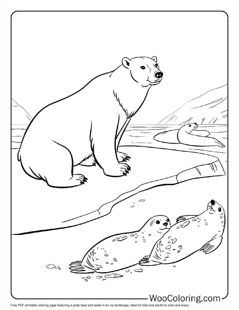 100  Polar Bear coloring pages  Free PDF To Print  - 2