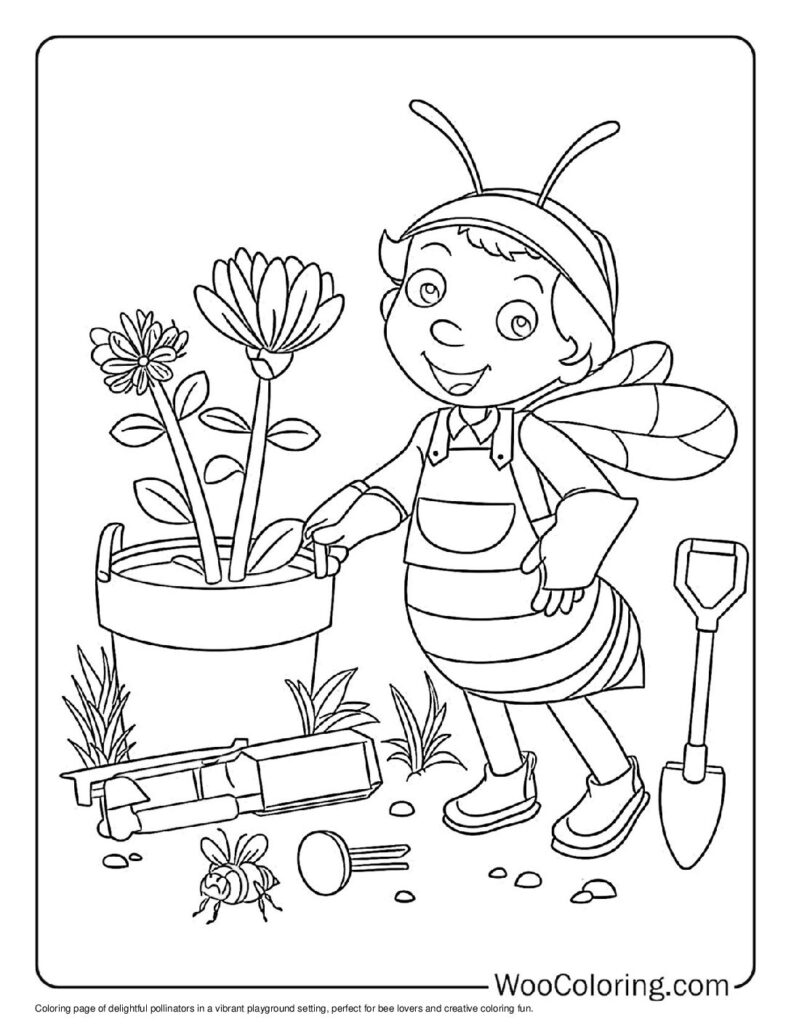 Pollinator's Playground Coloring In For Kids