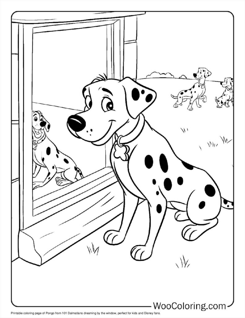 Pongo Dreams by the Window Coloring Page