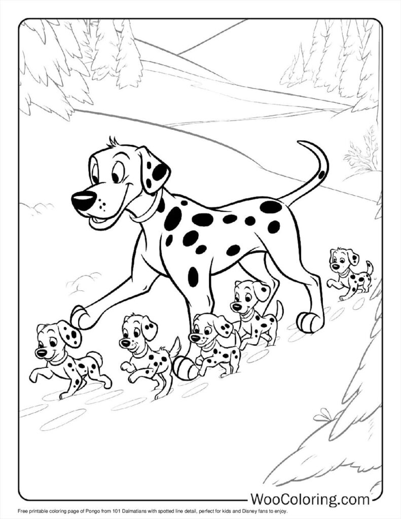 Pongo Leads Spotted Line Coloring Page