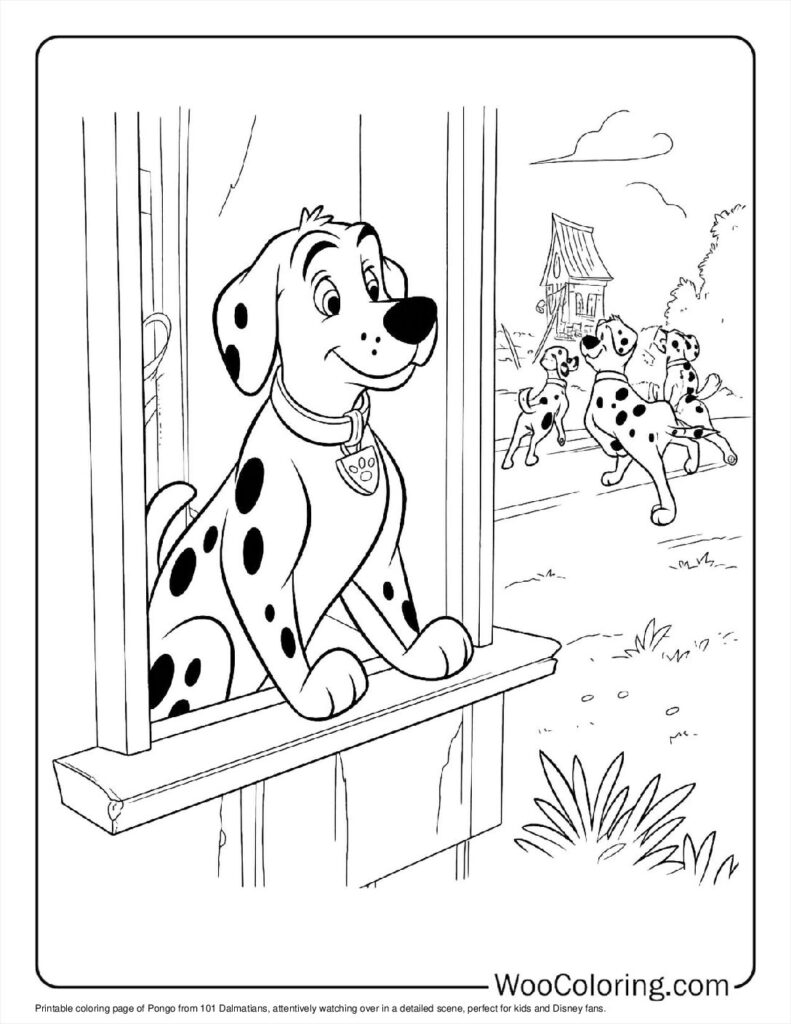 Pongo’s Watchful Moment Coloring In For Kids
