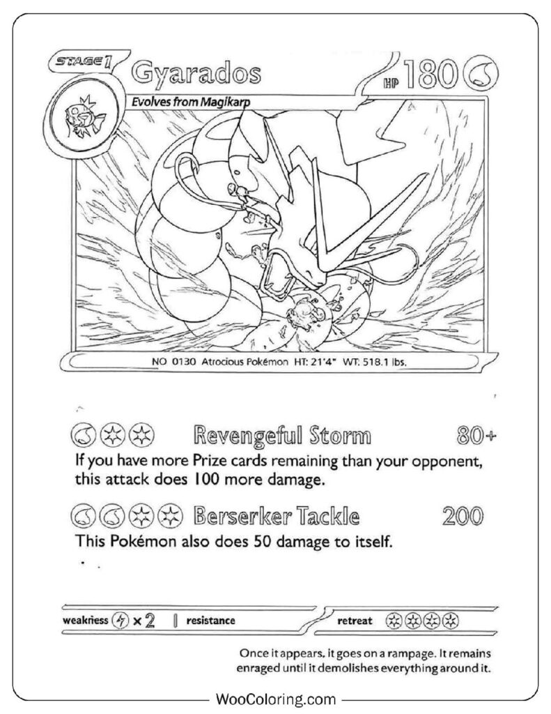 Powerful Gyarados Pokémon Card Featuring Berserker Tackle Attack
