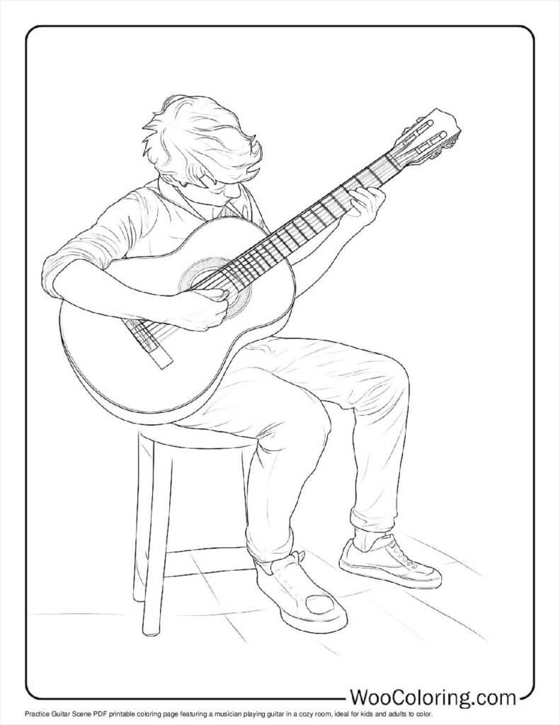 100  Guitar coloring pages  Free PDF To Print  - 94