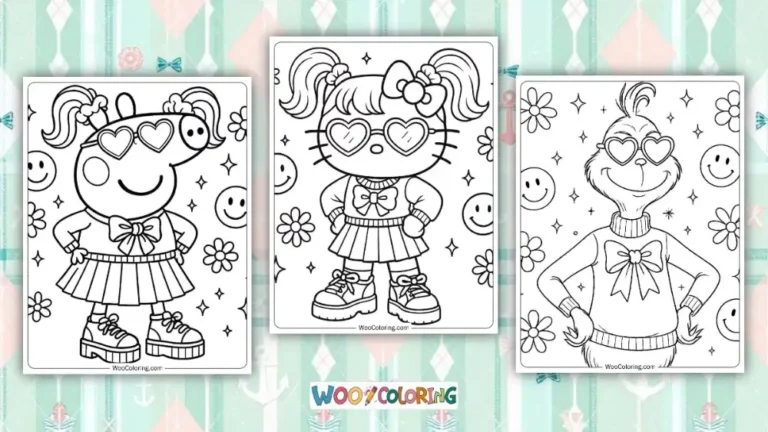 Preppy Coloring Pages Design Image