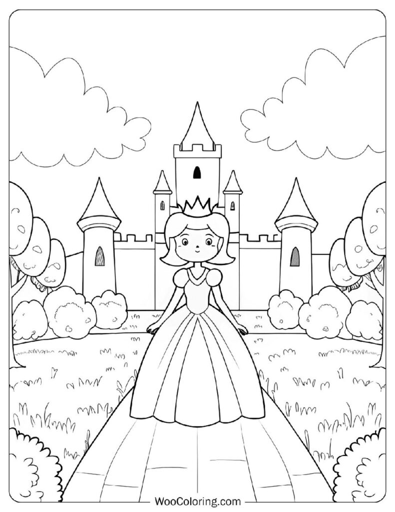 Princess Castle Coloring Page For Kids