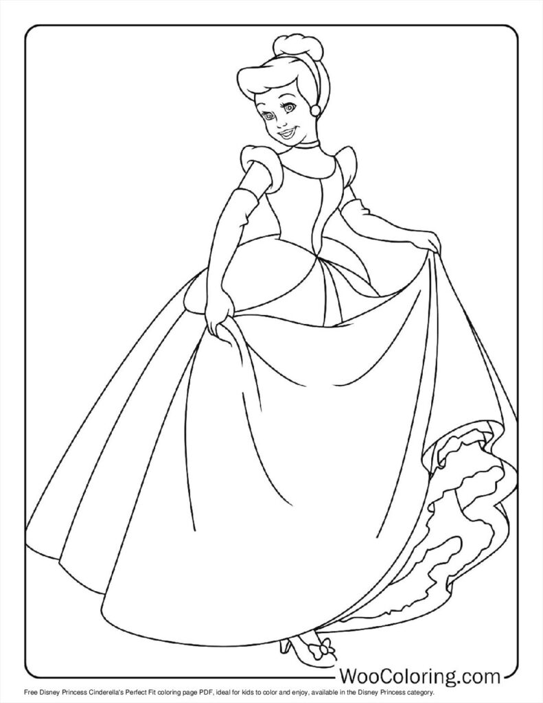 Princess Cinderella's Perfect Fit Coloring Page For Kids