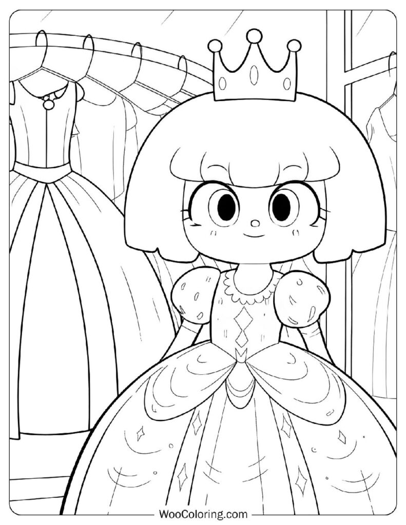 Princess Dress Coloring Sheet For Preschoolers