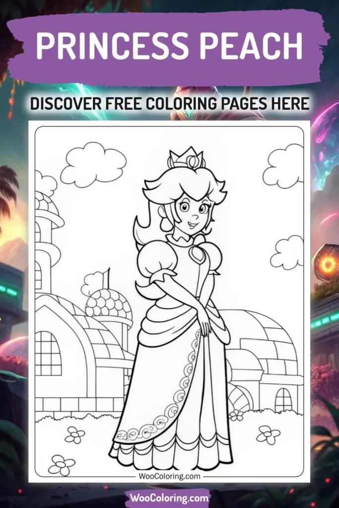 Princess Peach coloring pages designs from video game