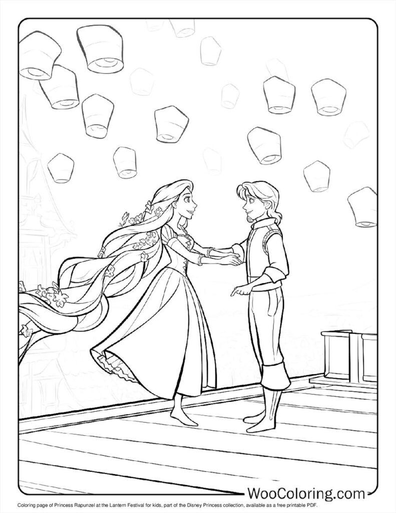 Princess Rapunzel's Lantern Festival Coloring Page