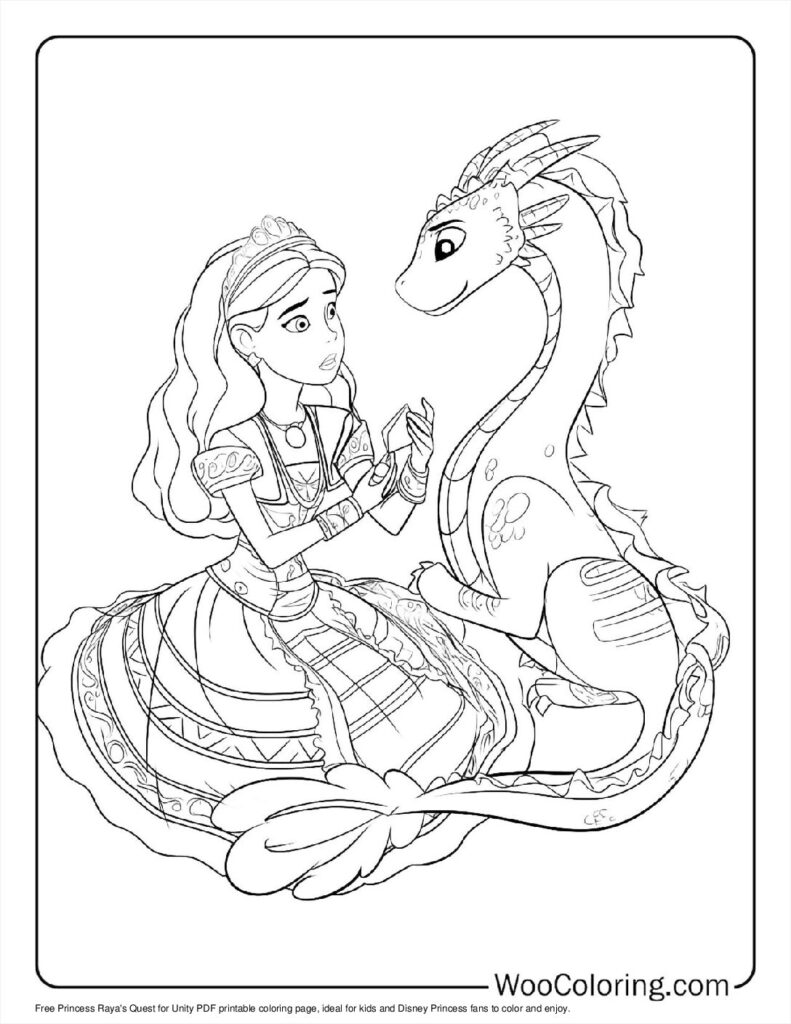 Princess Raya's Quest for Unity Coloring Sheet