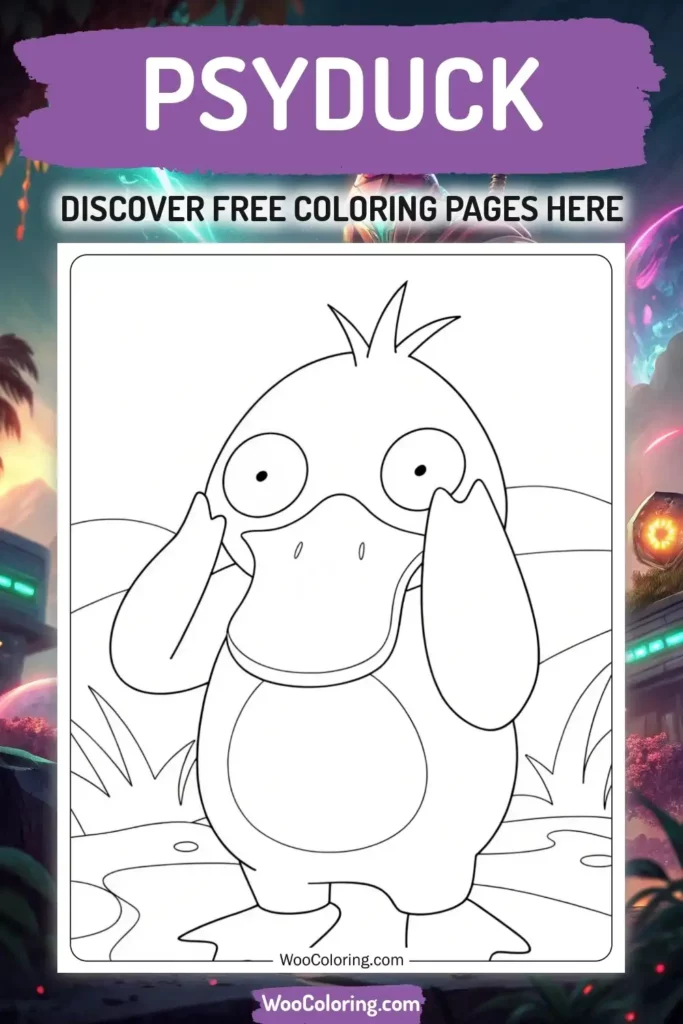 Psyduck coloring pages designs from video game