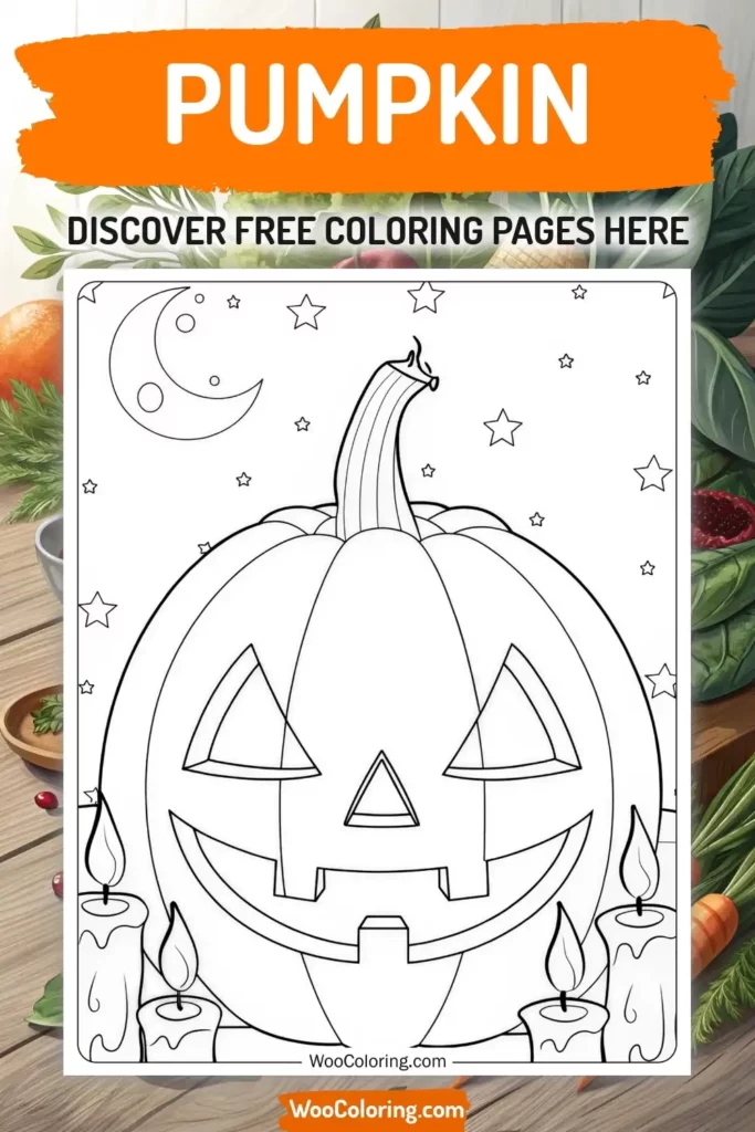 Pumpkin coloring pages designs with food