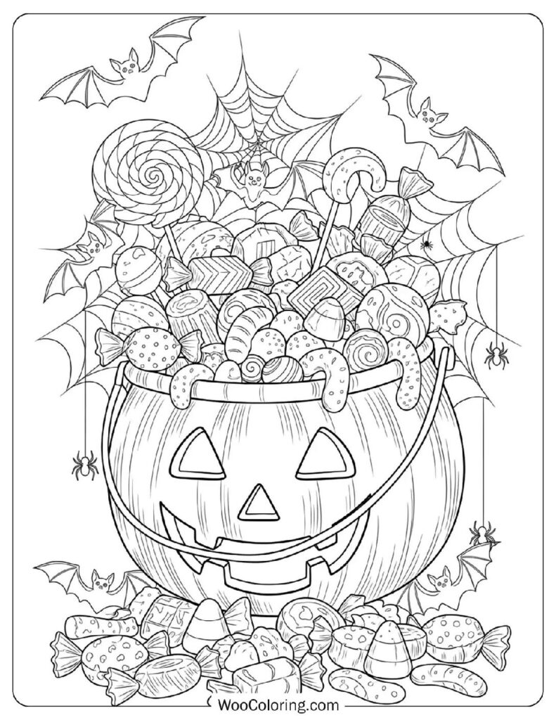 Pumpkin Candy Bucket coloring page