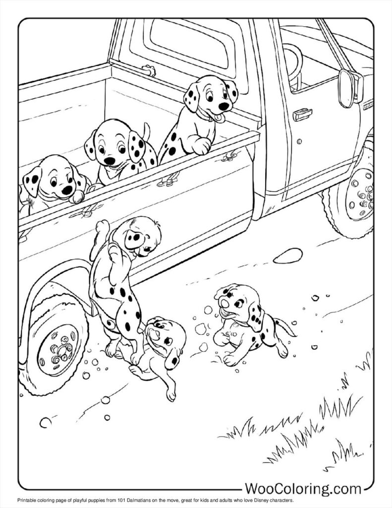Puppies on the Move Coloring Page