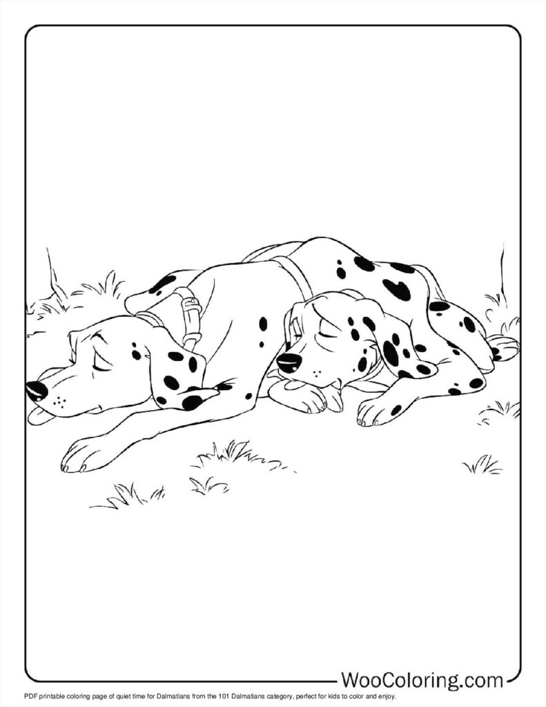 Quiet Time for Dalmatians Coloring Sheet
