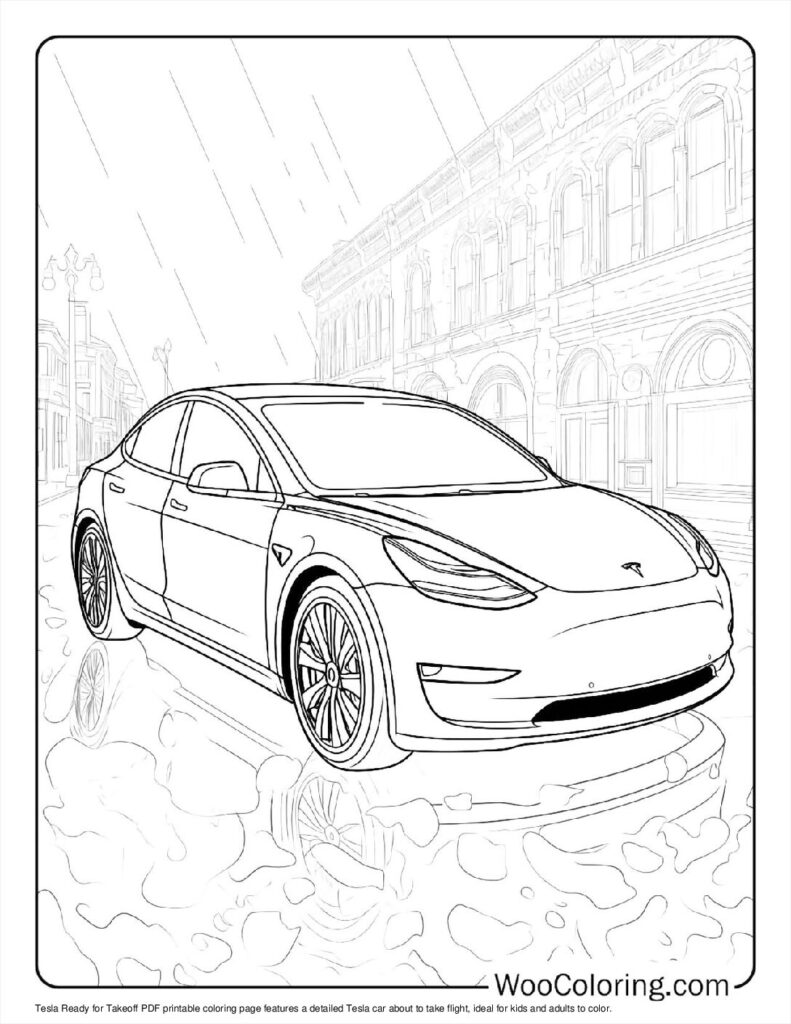 Rainy Day Tesla To Color
