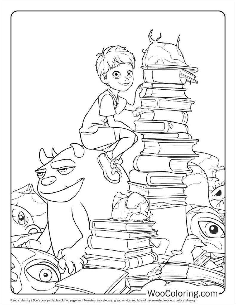 Randall destroys Boo’s door Coloring Sheet