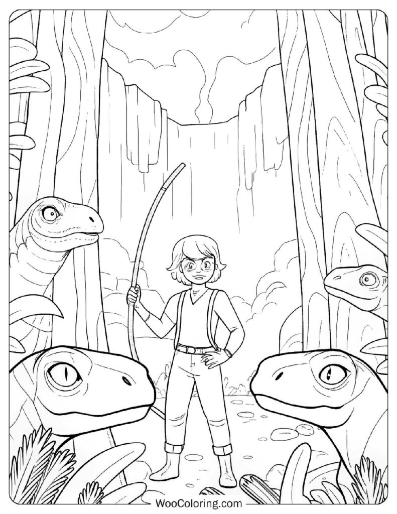 Raptor Training Session in the Jurassic Park To Color