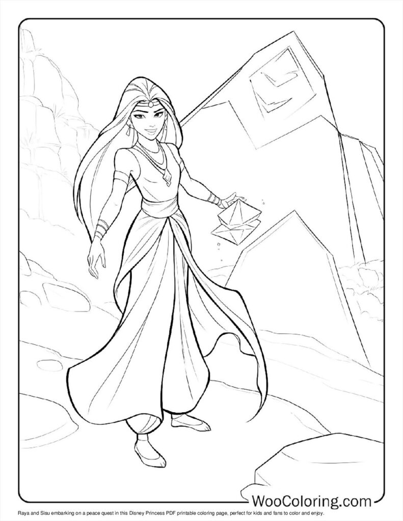 Raya and Sisu's Peace Quest Coloring Page For Kids