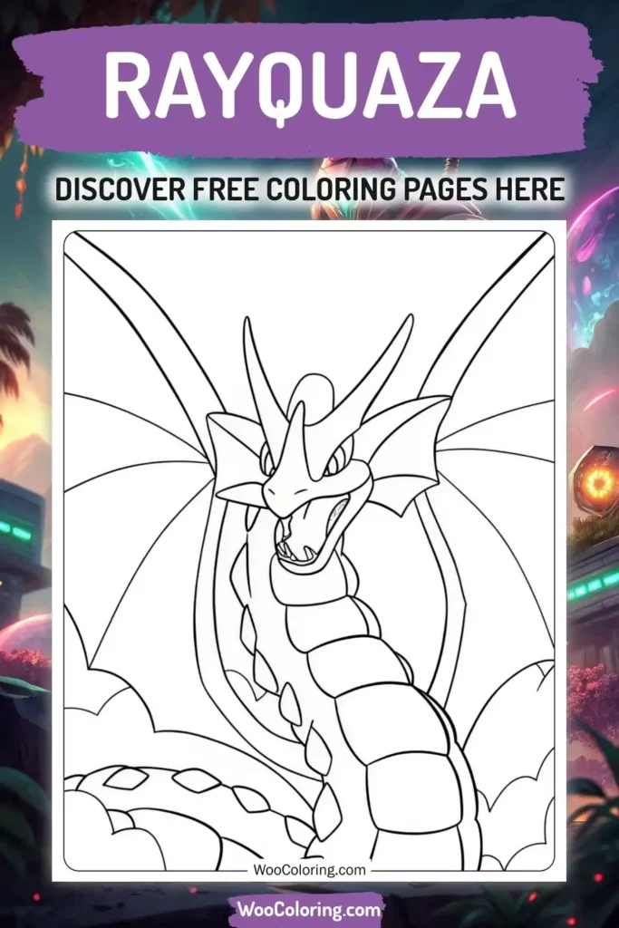 Rayquaza coloring pages designs from video game